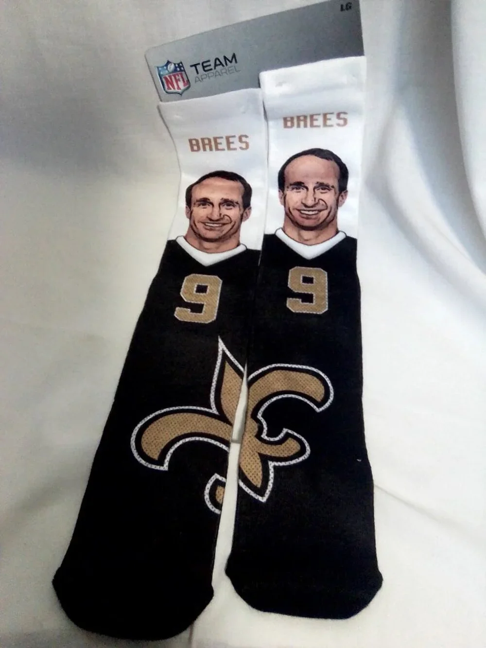 NFL Drew Brees New Orleans Saints socks Large NWT